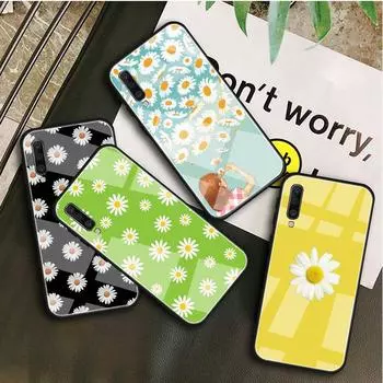 Чехол из закаленного стекла с ромашками для Samsung Galaxy A10S A10E A20S A20E A30S A40 A50S A60 A70 A80 A90 A6 A7 A8, чехол A10S