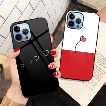 Чехол из закаленного стекла с сердечком для Iphone 14pro Max 13 11 12 Mini Xs Xr X, чехол для Iphone 7 8 6s Plus Se 2022, чехол For iphone 8