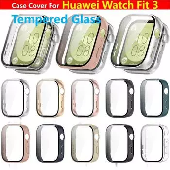 Чехол из закаленного стекла с скрабом для Huawei Watch Fit 3, ремешок для умных часов, защитный чехол, бампер Fit3, защитная пленка для экрана, рамка Huawei Watch Fit 3