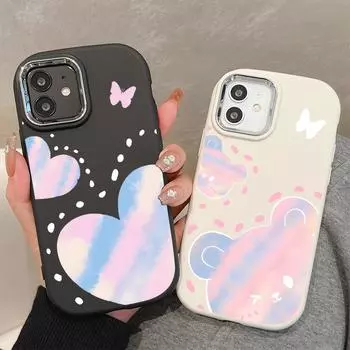 Чехол из жидкого силикона с изображением медведя Love Heart для Samsung Galaxy S24 S23 S20 FE Plus Ultra Note 20 10 A51 A52 A54 A73, противоударный, мягкий чехол Samsung A20S синий