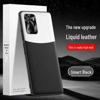 Чехол из жидкой кожи для Redmi Note 10 Pro — защитный чехол от падений, цельный дизайн Redmi note10pro белый/синий