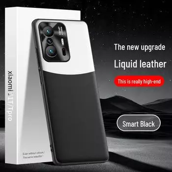 Чехол из жидкой кожи для Xiaomi 11T: Защитный чехол от падений и обрастания, цельный корабль. Xiaomi Mi 11T Pro чёрный/белый