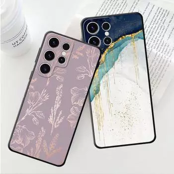 Чехол из золотой фольги с художественным принтом для Samsung Galaxy S21 S22 S23 5g Note 20 Ultra 10 Plus 8 9 S20, роскошный силиконовый роскошный бампер Samsung Note 20