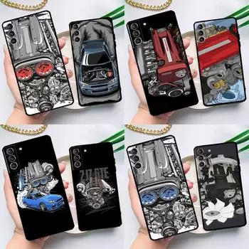 Чехол JDM Car RB26 Engine для Samsung Galaxy S23 S22 S21 Ultra S20 FE S9 S10 Note 10 Plus Note 20 Ultra Full Cover Note 20 Ultra
