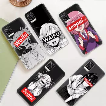 Чехол JW80 Waifu Senpai Anime Girl для Samsung A04 A14 A23 M33 M53 Realme 10 9 C35 C55 VIVO Y02 X80 Infinix Hot 30 Note 11 Tecno Spark 8P Pro Infinix Note 11 аэро