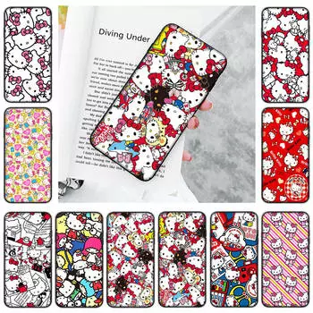 Чехол JZ19 Hello KittyBlack Sofe для Xiaomi Poco X6 X4 M5 M6 F5 F6 C65 C55 C50 C51 C40 Pro Redmi 14C A3X 13C 12C 11T 10A 9C Note 7 6 8A Plus Redmi 12 капри