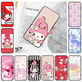 Чехол JZ20 My MelodyBlack Sofe для Xiaomi Poco X6 X4 M5 M6 F5 F6 C65 C55 C50 C51 C40 Pro Redmi 14C A3X 13C 12C 11T 10A 9C Note 7 6 8A Plus Xiaomi Poco M3 Pro серый