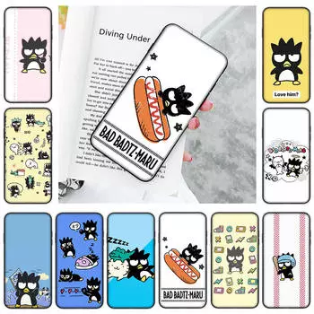 Чехол JZ22 Badtz-maru Black Sofe для iPhone 16 15 Plus 14 13 Pro 8 SE XR XS Max P30 Nova 5T Y5P Y6 Y7 Y8P Y9 Realme C30 C33 C31 VIVO Y36 V27 VIVO Y36 кожа буйвола