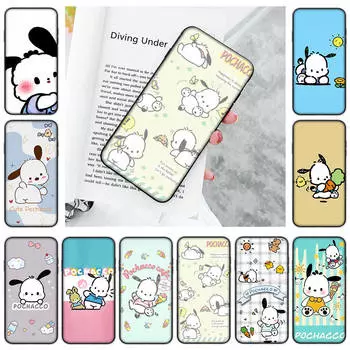 Чехол JZ26 Cartoon Pochacco Black Sofe для Samsung Note 20 Lite S24 Ultra S23 A03 A05 A06 A11 A71 A15 A16 A13 A24 A25 A33 A52 A53 A50 M55 M35 Plus Samsung A03(164mm) эбеновый