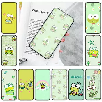 Чехол JZ2 Kerokero Keroppi Black Sofe для Samsung Note 20 Lite S24 Ultra S23 A03 A05 A06 A11 A71 A15 A16 A13 A24 A25 A33 A52 A53 A50 M55 M35 Plus Samsung A6 2018 ирис