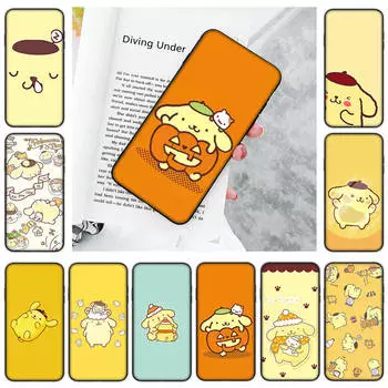 Чехол JZ5 Pompom Purin Black Sofe для Samsung Note 20 Lite S24 Ultra S23 A03 A05 A06 A11 A71 A15 A16 A13 A24 A25 A33 A52 A53 A50 M55 M35 Plus Samsung S20 Ultra ирис