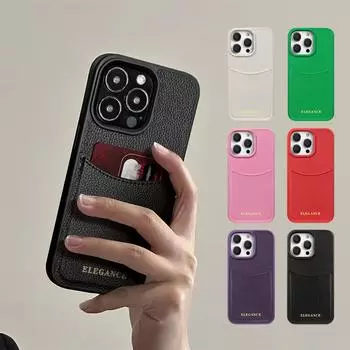 Чехол-карта для телефона Apple iPhone16 Pro Max Plus - устойчивый к падениям чехол-держатель для карт из искусственной кожи для iPhone 16/15/14/13/12/11/Pro/Plus/Promax 11 чёрный