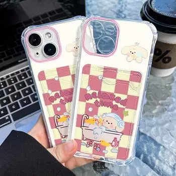 Чехол-карточка для iPhone 11 13 XR 15 14 Pro Max iPhone 12 16 7 8 Plus XS Max Samsung S24 S23 A15 A55 A05 A54 Redmi 12 13C 13 9 с защитой от мультфильмов iPhone 11 чистый