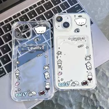 Чехол-карточка для iPhone 11 13 XR 15 14 Pro Max iPhone 12 16 7 8 Plus XS Max Samsung S24 S23 A15 A55 A05 A54 Redmi 12 13C 13 9 с защитой от мультфильмов iPhone 11 чистый