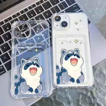 Чехол-карточка для iPhone 11 13 XR 15 14 Pro Max iPhone 12 16 7 8 Plus XS Max Samsung S24 S23 A15 A55 A05 A54 Redmi 12 13C 13 9 с защитой от мультфильмов iPhone 11 чистый