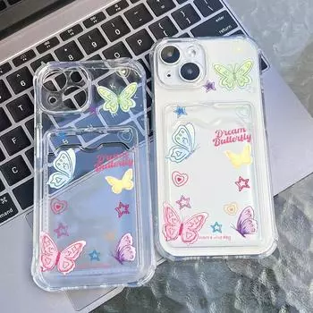 Чехол-карточка для iPhone 11 13 XR 15 14 Pro Max iPhone 12 16 7 8 Plus XS Max Samsung S24 S23 A15 A55 A05 A54 Redmi 12 13C 13 9 с защитой от мультфильмов iPhone 11 чистый