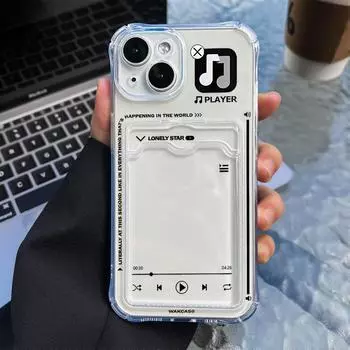 Чехол-карточка для iPhone 11 13 XR 15 14 Pro Max iPhone 12 16 7 8 Plus XS Max Samsung S24 S23 A15 A55 A05 A54 Redmi 12 13C 13 9 с защитой от мультфильмов iPhone 11 чистый