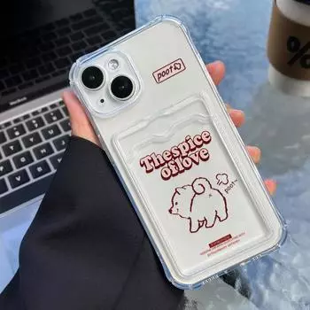 Чехол-карточка для iPhone 11 13 XR 15 14 Pro Max iPhone 12 16 7 8 Plus XS Max Samsung S24 S23 A15 A55 A05 A54 Redmi 12 13C 13 9 с защитой от мультфильмов iPhone 11 чистый