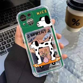 Чехол-карточка для iPhone 11 13 XR 15 14 Pro Max iPhone 12 16 7 8 Plus XS Max Samsung S24 S23 A15 A55 A05 A54 Redmi 12 13C 13 9 с защитой от мультфильмов iPhone 11 чистый