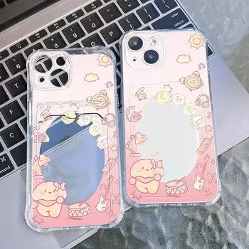 Чехол-карточка для iPhone 11 13 XR 15 14 Pro Max iPhone 12 16 7 8 Plus XS Max Samsung S24 S23 A15 A55 A05 A54 Redmi 12 13C 13 9 с защитой от мультфильмов iPhone 11 чистый