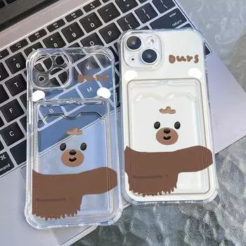 Чехол-карточка для iPhone 11 13 XR 15 14 Pro Max iPhone 12 16 7 8 Plus XS Max Samsung S24 S23 A15 A55 A05 A54 Redmi 12 13C 13 9 с защитой от мультфильмов iPhone 11 чистый