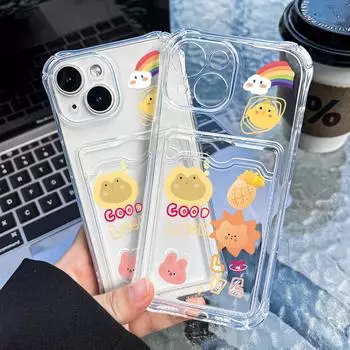 Чехол-карточка для iPhone 11 13 XR 15 14 Pro Max iPhone 12 16 7 8 Plus XS Max Samsung S24 S23 A15 A55 A05 A54 Redmi 12 13C 13 9 с защитой от мультфильмов iPhone 11 чистый