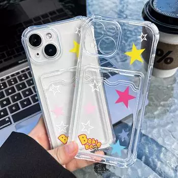 Чехол-карточка для iPhone 11 13 XR 15 14 Pro Max iPhone 12 16 7 8 Plus XS Max Samsung S24 S23 A15 A55 A05 A54 Redmi 12 13C 13 9 с защитой от мультфильмов iPhone 11 чистый