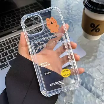 Чехол-карточка для iPhone 11 13 XR 15 14 Pro Max iPhone 12 16 7 8 Plus XS Max Samsung S24 S23 A15 A55 A05 A54 Redmi 12 13C 13 9 с защитой от мультфильмов iPhone 11 чистый