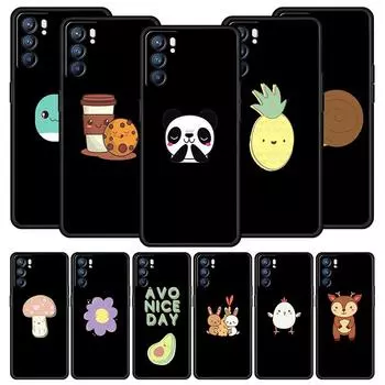 Чехол Kawaii Avocado Cute Panda Flower для Oppo Find X5 A54 A53 A52 A9 2020 A15 A95 A16 A76 A74 A12 Reno7 SE Reno6 Pro 5G Oppo A76