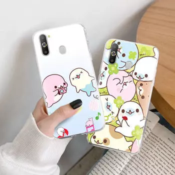 Чехол Kawaii Mamegoma TPU для iPhone XR 7 8 14 15 11 12 13 X XS Pro Max Xiaomi Redmi 13C Note 9 Samsung A22 S23 S24 Ultra Plus VIVO Xiaomi Poco X6 Pro аэро