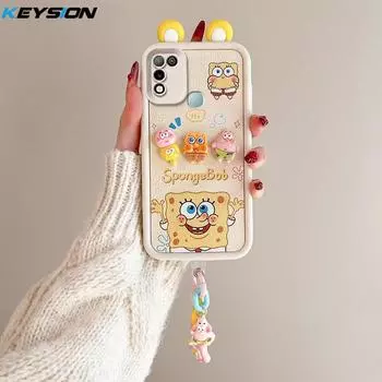 Чехол KEYSION Cute Ear 3D Cartoon для Infinix Hot 11 Play с браслетом, мягкий силиконовый противоударный чехол для телефона Infinix Hot 10 9 Play for Hot 11 Play