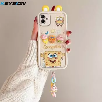 Чехол KEYSION Cute Ear 3D Cartoon для Samsung A06 A05 A04 с браслетом, силиконовый противоударный чехол для телефона Galaxy A04 A05 A06 for Samsung A06
