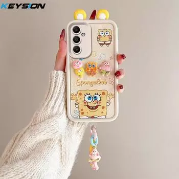 Чехол KEYSION Cute Ear 3D Cartoon для Samsung A54 5G A34 с браслетом, мягкий силиконовый противоударный чехол для телефона Galaxy A24 A14 LTE for Samsung A54 5G