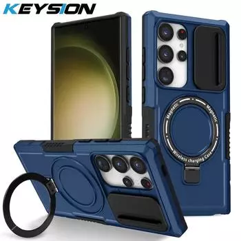 Чехол KEYSION для MagSafe для Samsung S24 Ultra S23 + S22 S21 S20 FE, защитный чехол для камеры, чехол для телефона Galaxy Note 20 Ultra for Galaxy S24 красный