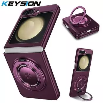 Чехол KEYSION для Samsung Z Flip 3 4 5 5G, жесткий пластиковый магнит, подставка для телефона, задняя крышка для Galaxy Z Flip 5 4 3 5G