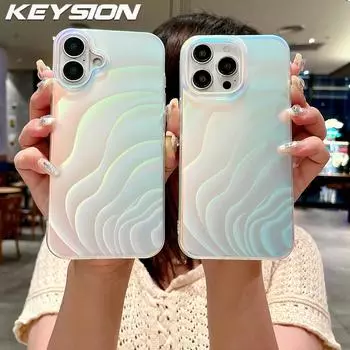 Чехол KEYSION Gradient Wave Pattern для iPhone 13 Pro Max, матовый мягкий силикон + противоударный чехол для телефона из поликарбоната для iPhone 12 11 Pro Max for iPhone 13 разноцветный