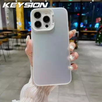 Чехол KEYSION Metallic Aurora Skin Matte для iPhone 16 Pro Max 16Plus, силиконовый противоударный чехол для iPhone 15 14 13 Pro Max for iPhone 16 розовый