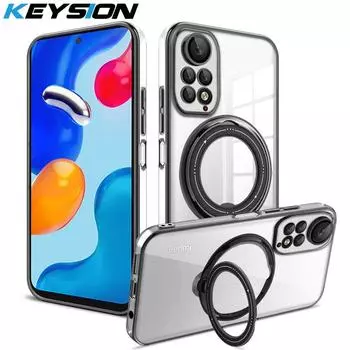 Чехол KEYSION с прозрачным покрытием для Redmi Note 11 11S 12 Pro, чехол-подставка для телефона с кольцом для Xiaomi 13 Lite 12T 11T POCO X5 X4 X3 NFC