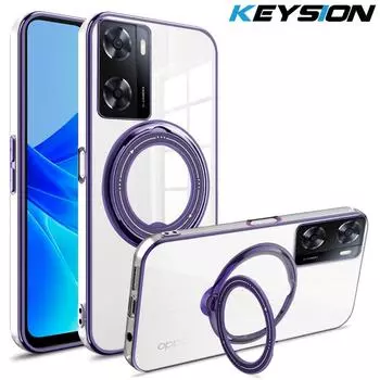 Чехол KEYSION с прозрачным покрытием из ТПУ для OPPO A77 5G A17 A17K, задняя крышка с подставкой для телефона Realme 10, 4G, 10T, 9i, 5G, 5, 5i, 5S, 6i for OPPO A77 5G серебряный