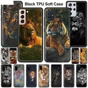 Чехол King Tiger Lion для Samsung Galaxy S21 Ultra A51 A71 A52 A72 5G S20 FE A50 A70 A41 A31 A30 A21s, черный чехол из ТПУ Samsung A21s
