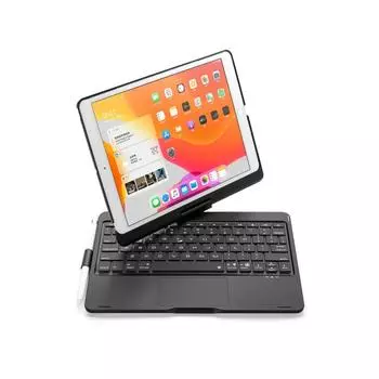 Чехол-клавиатура Bluetooth для iPad 10.2 10,5 дюймов 2020 года с подсветкой и вращающейся клавиатурой для управления мышью чёрный