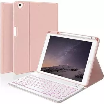 Чехол-клавиатура для iPad 10,2 дюйма 9-го поколения 2021 г./8-го поколения 2020 г./7-го поколения 2019 г., iPad Pro 10,5 дюйма 2017 г./iPad Air 3-го поколения 10,5 2019 г. Встроенный пенал