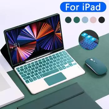 Чехол-клавиатура для iPad Air Pro 11 13 2024, для iPad 10.2 7/8/9th 10th Generation Air 4 5 Pro 11 12.9 Cover With Backlight Keyboard iPad Mini 6