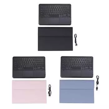 Чехол-клавиатура для планшета с держателем для ручки, тонкий, 7 цветов, с подсветкой, съемный беспроводной планшетный трекпад, клавиатура Black