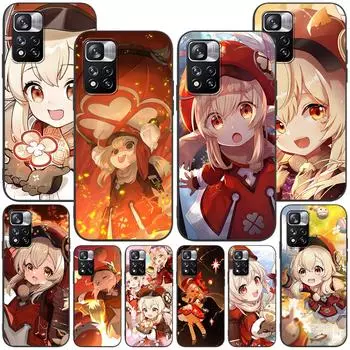 Чехол Klee Genshin Impact для Xiaomi Redmi Note 8 10 10S 11 9 11S 7 12 Pro Plus 12S 9S 8T 11E Pro 11T Мягкий черный чехол для телефона из ТПУ Redmi Note 12 Pro