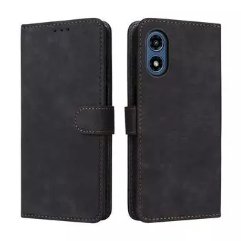 Чехол-книжка для Motorola G Play 2024/G Play Gen 3 из искусственной кожи с полной защитой корпуса [блокировка RFID] Чехол-кошелек чёрный