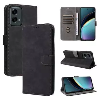 Чехол-книжка для Motorola Moto G (2024)/Moto G 5G 2024 PU кожаный чехол для всего тела [блокировка RFID] чёрный
