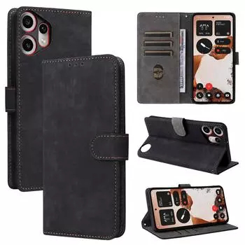 Чехол-книжка для Nothing CMF Phone 2 Pro из ПУ кожи, полная защита корпуса с [блокировкой RFID], противоударный, прочный, ретро чехол для телефона Nothing CMF Phone 2 Pro чёрный