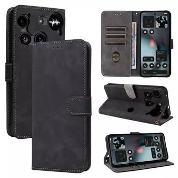 Чехол-книжка для Nothing Phone 3 из ПУ кожи, защита всего корпуса [блокировка RFID], чехлы для телефона, обложка-кошелек for Nothing Phone 3 чёрный