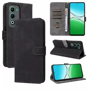 Чехол-книжка для OPPO A5 из ПУ кожи, защита всего корпуса с [блокировкой RFID], противоударный, прочный, ретро чехол для телефона for OPPO A5 чёрный